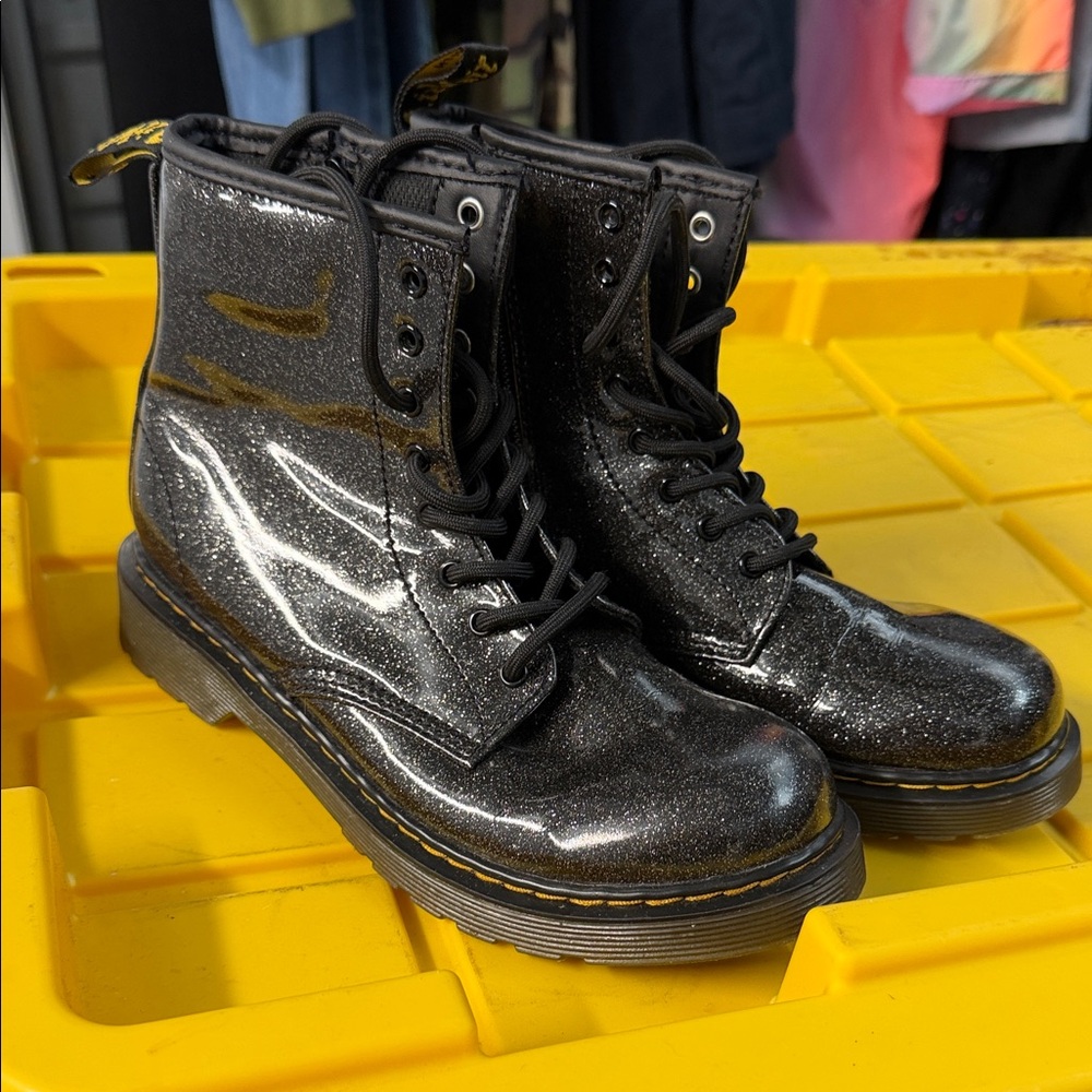 Dr. Martens Kids Glitter Black Boots